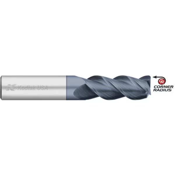 5/16 3 Flute Carbide Endmill 45 Deg. ALTIN w/Corner Radius, Kodiak Cutting Tools, Mfr#: 5443713
